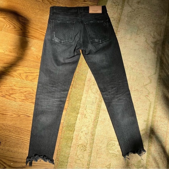 Moussy Vintage Staley Tapered Jeans Black Distressed Rock n Roll 24 - Picture 7 of 9